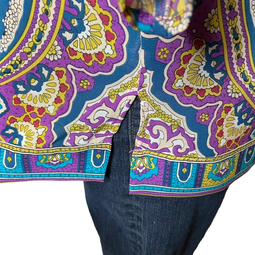 3/$20 NICOLE BY NICOLE MILLER Blouse Paisley Mandala Print 3/4 Sleeve Top Medium